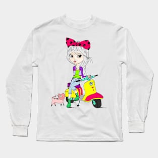 Girl with Scooter Long Sleeve T-Shirt